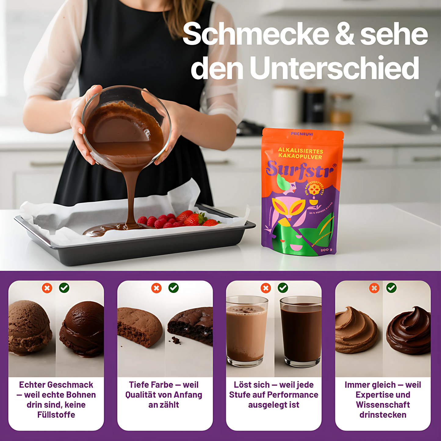Funktionaler Kakao mit 21% Kakaobutter.